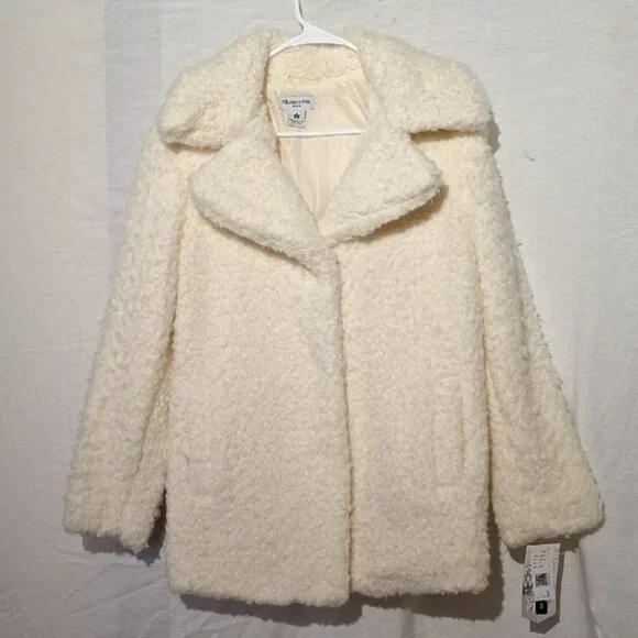 Cream Teddy Jacket, Faux Fur, Oversized Celebrity Pink Sz 4, NWT - Picture 7 of 12